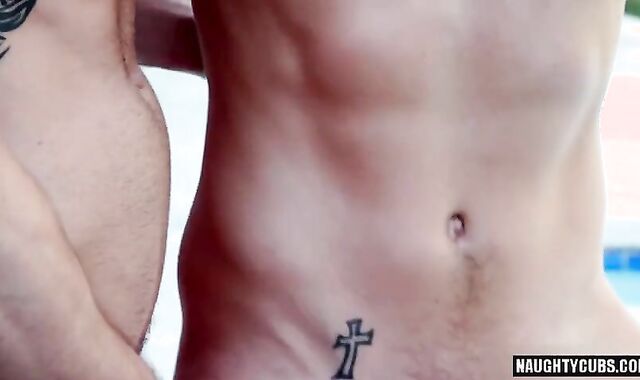 large ramrod faggot threeway With money-shot