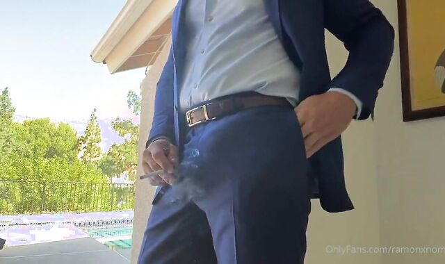 RN Suited fellow Smoking & masturbating
