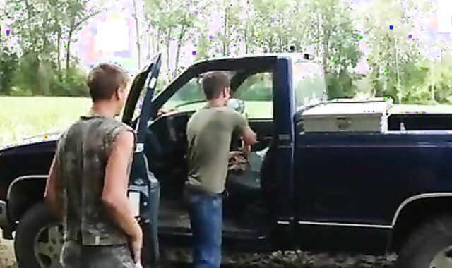 Military boy F****D outdoors
