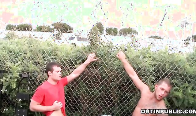 2 Gay-For-Pay Boyz nail Fag fellow In Public