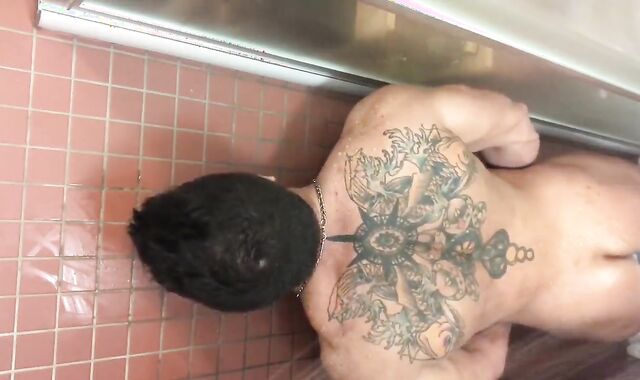 Muscle Bear Solo Showering