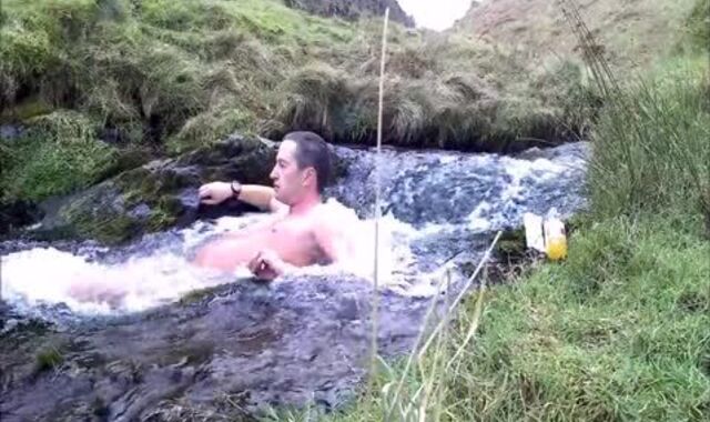 Half Hour nude Dip In Cold Scottish Waterfall In Winter