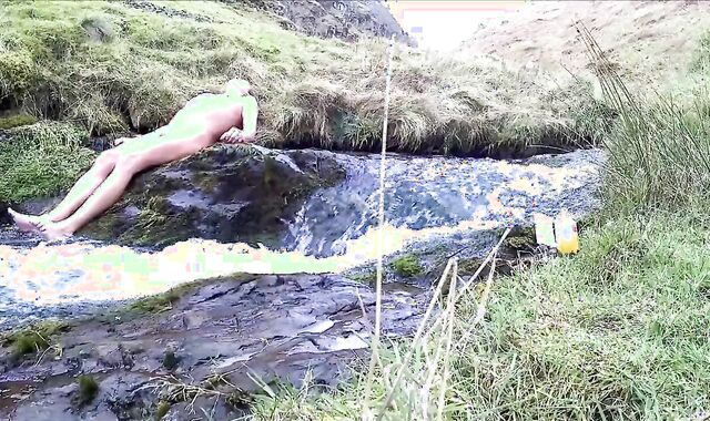 Half Hour nude Dip In Cold Scottish Waterfall In Winter