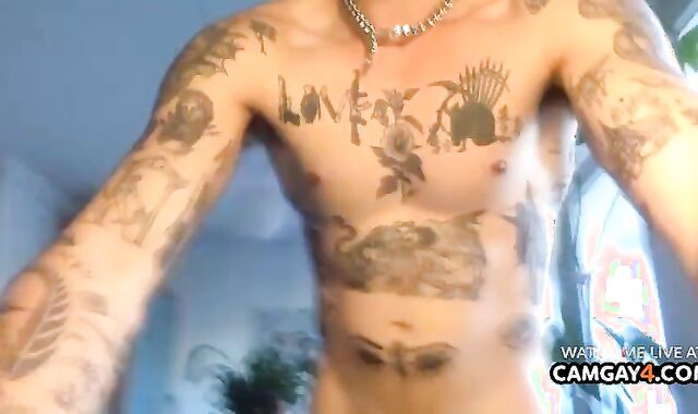 twink With Tats pulverize And fellate His shlong