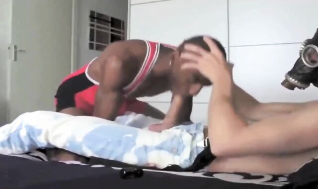 Blowing And drilling Firm With A youngster In A Mask boinked