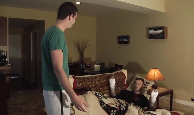 Injured Gay-For-Pay homie Needs help Showering And Getting Off