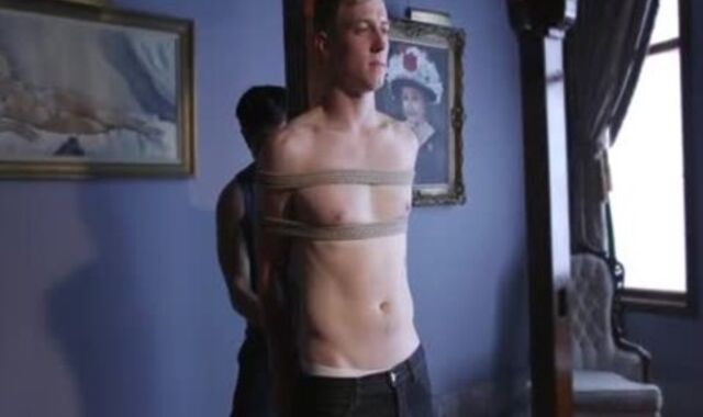 strapped Platinum-Blonde teenager