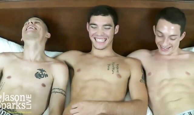 Trio twunks With Internal Cumshot Tonguing