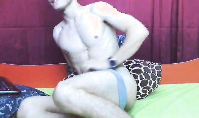 (No2) Romanian luxurious queer guy Finger-Tickling His trampy tight anal invasion On web camera, fat man-meat Too