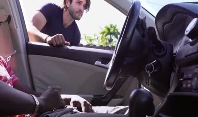 teenie Sees A darksome teenager fap off In Camper