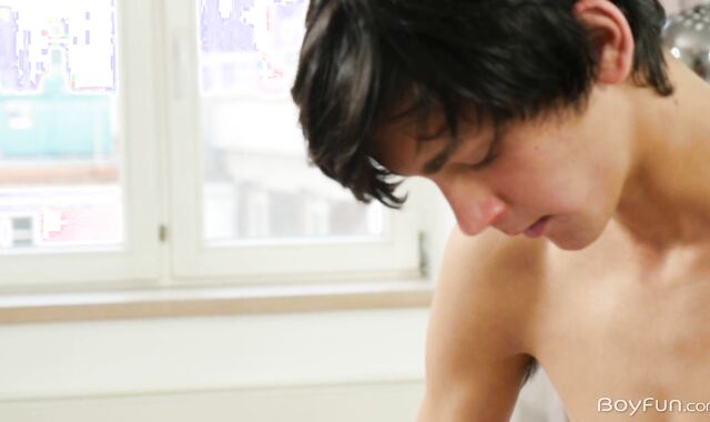 BoyFun: Solo clean-shaven Carlos Costa in cutoffs latino jizz flow