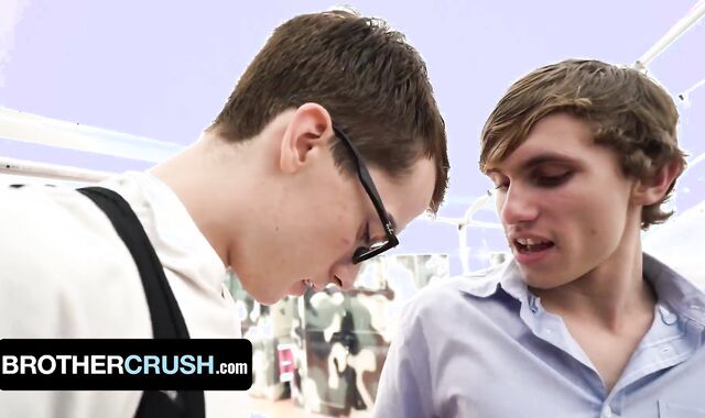 Nerdy Youthful Step Brutha Alex Meyer Spits On Xxl Step Step-Brother's Shaft After Classes - BrotherCrush