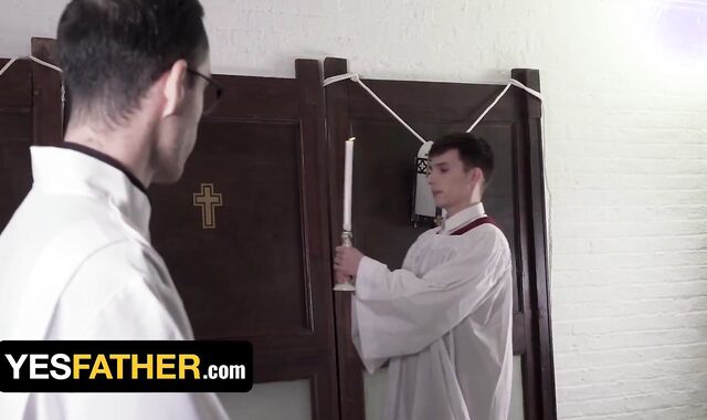 Super-Cute And Uber-Uber-Sexy Altar Guy Felix O'Dair Raises His Robe Up And Lets The Priest Breed Him - YesFather