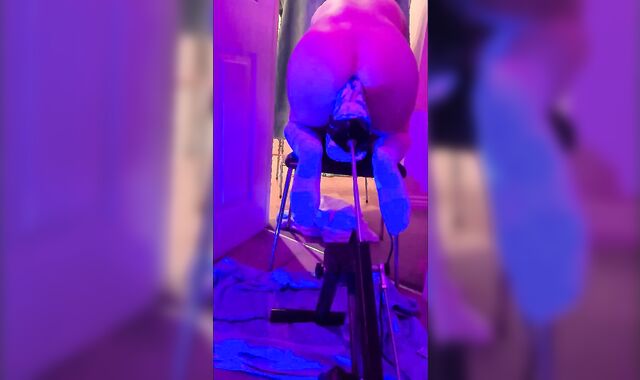 XL bad dragon pony fuck stick gapes pup whore on boink machine