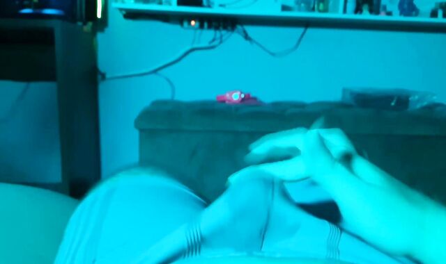 three wands at the same time, jizzing in lingerie, solo masculine