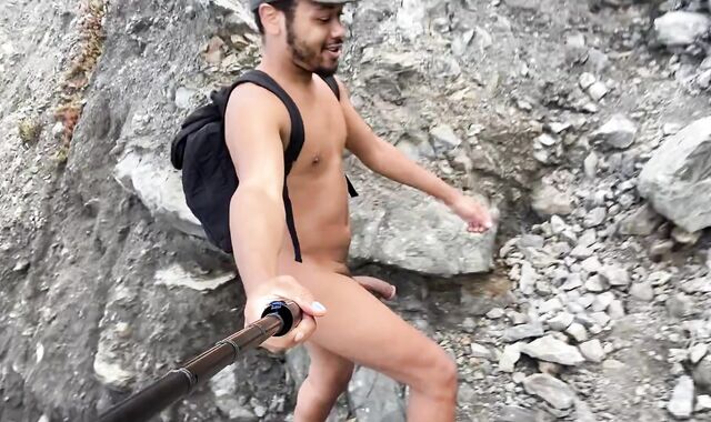 Exploring the beach and hiking naked on the rocks!