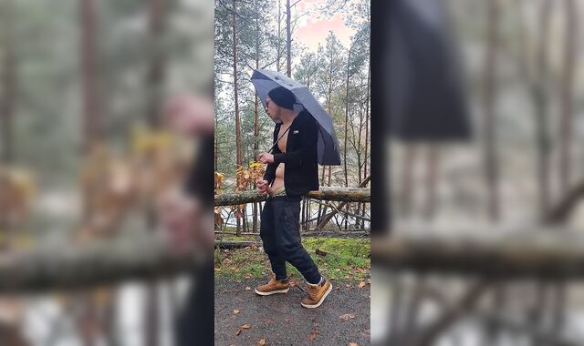 Ich habe mir im wald bei regen ein runter geholt