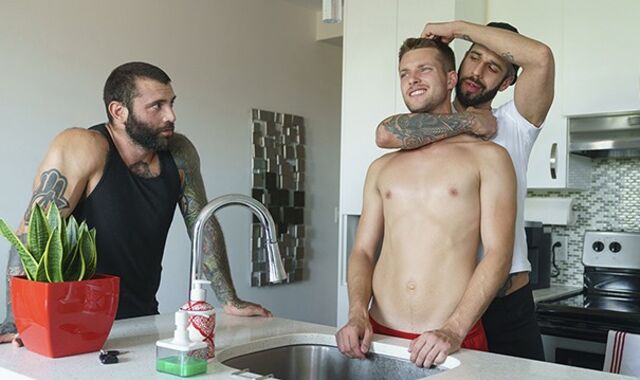 Pervert Step-Fathers Romeo Davis & Markus Kage Take Turns Nailing Son On The Couch - DadCreep