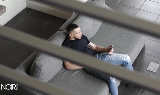 Noirmale - DeAngelo Jackson Masturbates While His Roommate Jarret Moon Plays With His New FAT DARK-HUED MANMEAT Fake-Beefstick