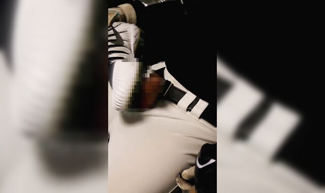 A baseball player with a nip morro sensing socks wanks with XXL football spikes