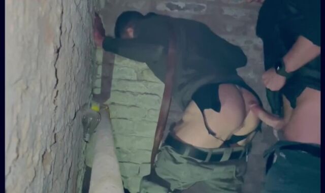 two Military Cubs pulverize no condom in dungeon space