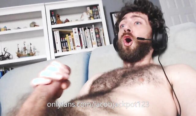 edging gooning bator blows a load on facial hair