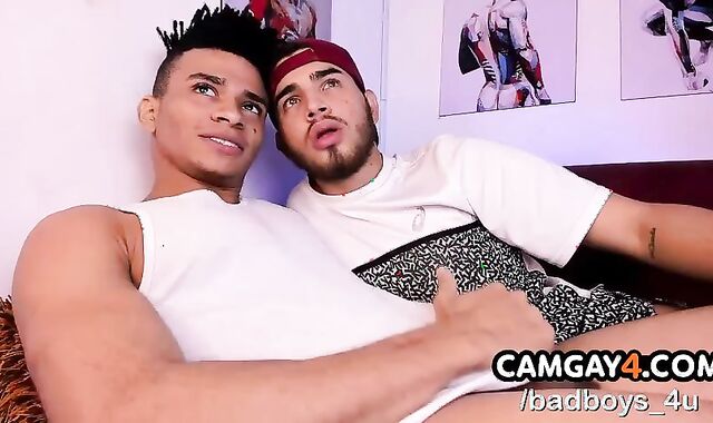 homosexual pair engulfing salami