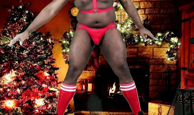killer darksome Santa Works Out before Fapping His gigantic Tights Stuffer