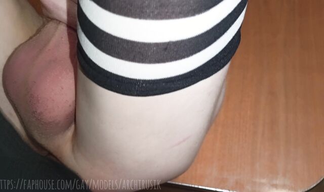 Femboy Cross under The Table Obeyed The gigantic jizm-pump Of The Proprietor 's Parent In Adidas !