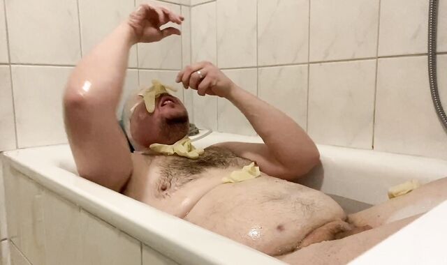 BHDL - THE BREATHTUB three - weird LATEXGLOVE BREATHPLAY WITH semen licking IN THE BATH -