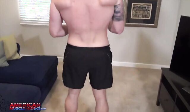 AmericanMuscleHunks: Monstrous Logan Carter stroking immense pouch