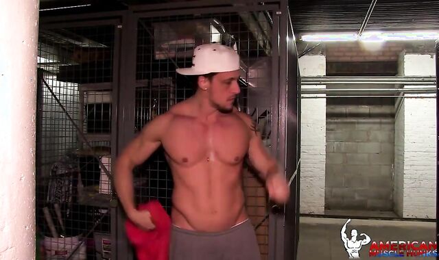 AmericanMuscleHunks - Rock Hard Torn Joey D in uniform stroking Joey