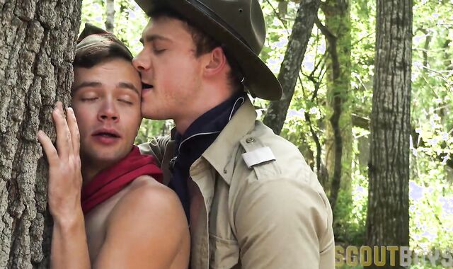 ScoutBoys: Ash-Blonde haired Scout Cole butt licking outdoors