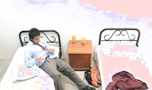 College studs In Dorm Guest Bedroom Give Blowjobs And bang fap off And Jism Shots