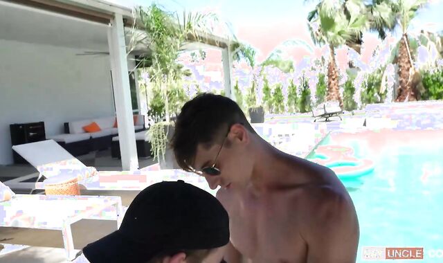 Family Pipe: Employee Derek Allen beside Taylor Reign romping