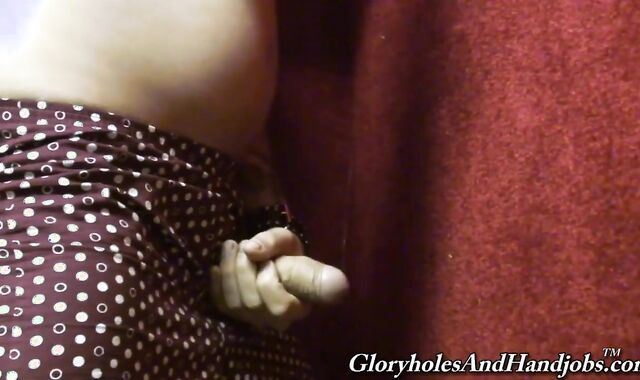GloryholeAndHandjobs: Jacking dark-hued fellow cock at the party