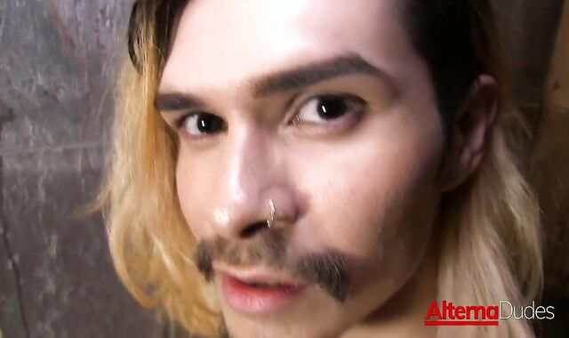 AlternaDudes - Hairy ball nut sack Blake Grey draining off