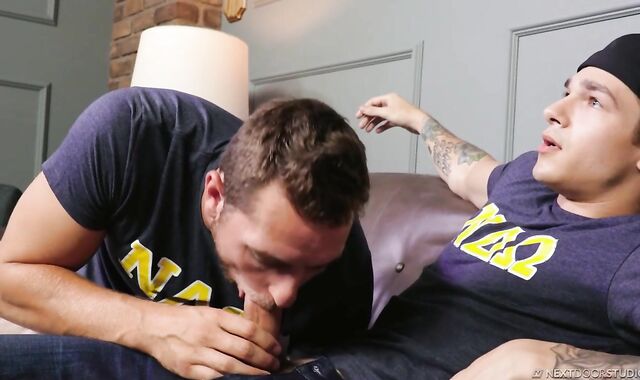 NextDoorStudios: Caucasian getting a facial cumshot cum-shot outdoors in HD