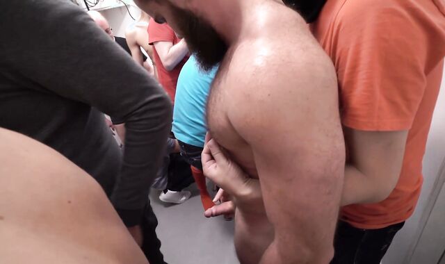 ClubBangBoys: Jerking young amateur in mask at the party