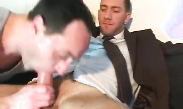 Real Suite Trouser dude gets Deep Throated In A fag Porno !