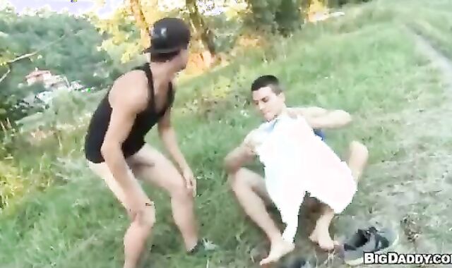 homo-for-pay dude receives fat ramrod In Park