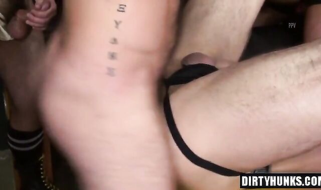 Muscle jock spunk fountain