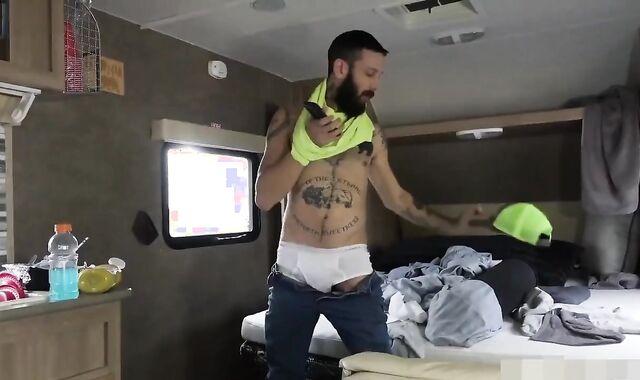 Inked youngster enjoying phat dude-meat daddy