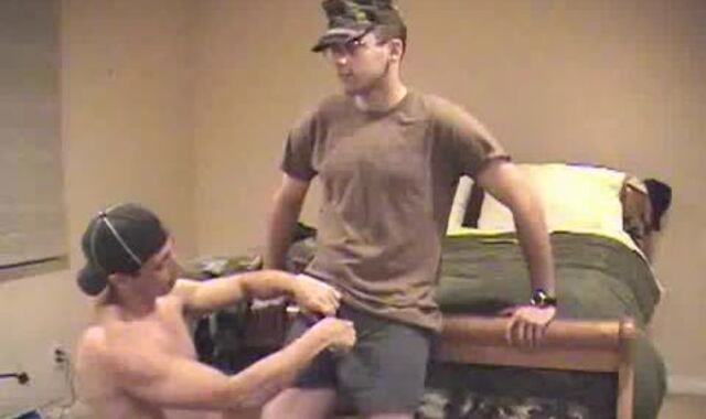 Queer-For-Pay Army twink Serviced
