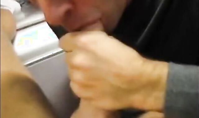 Daddy Sucks Straight Younger Guy's Cock and Swallows Cum