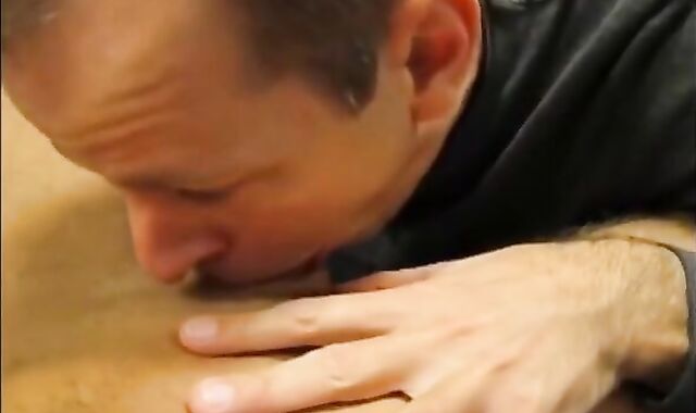 Daddy Sucks Straight Younger Guy's Cock and Swallows Cum