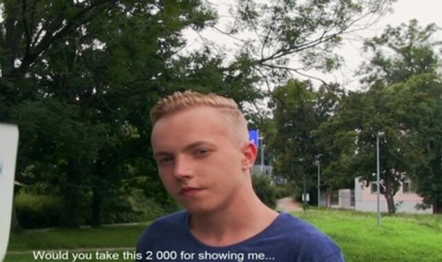 Outdoor POINT OF VIEW drill with a meatpipe-crazed teenie cutie