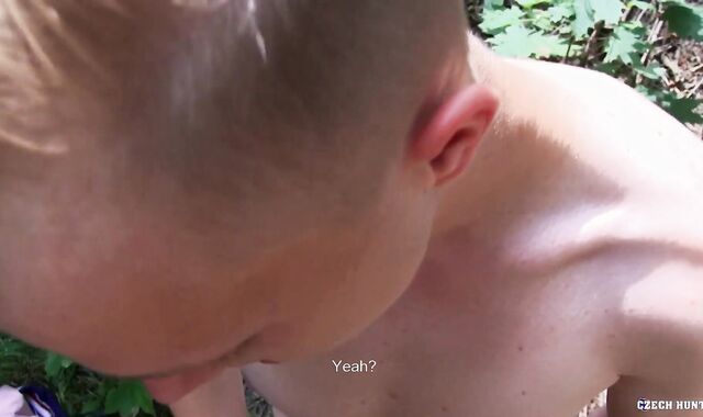 Outdoor POINT OF VIEW drill with a meatpipe-crazed teenie cutie