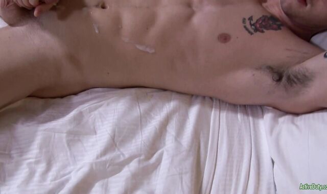 Activeduty - Muscle tattooed dark-haired Ivan without a condom gullet plow