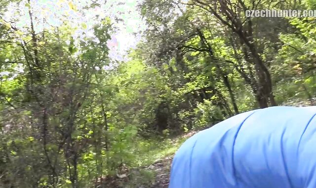 Czech teenager with lusty blondie hair bangs in a park